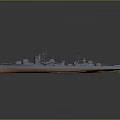 Detailed Warship 3D Model Side View With Gray Hull Orange Bottom Mast and Superstructure Design