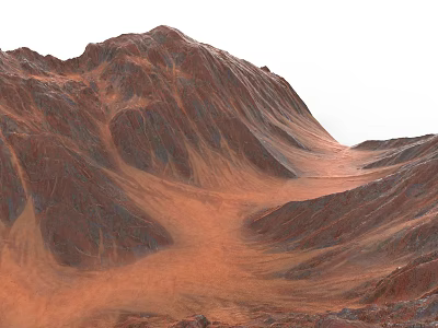 Red Rock Garden Landscape Design With Natural Gullies And Textured Terrain 3d model