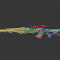 Abstract Futuristic Weapon Design With Colorful Patterns And Reflective Base