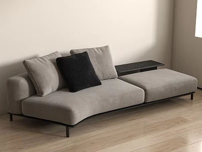 Modern Light Gray Loveseat With Soft Cushions Black Pillow And Side Table On Wood Floor 3d model