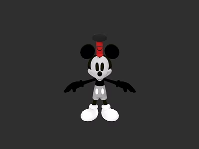 Cartoon Game Movie Character With Big Black Ears Red Hat White Face And White Shoes 3d model