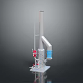 Industrial Equipment With Tall Cylindrical Structure Red Blue Components Support Stand And Stable Platform
