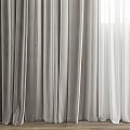 Gray Two Layer Curtains With White Sheer For Light Filtering Window Home Decor 3d model