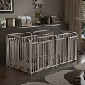 White Modular Metal Pet Cage with Secure Bars for Indoor Home Use