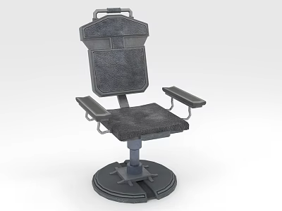 Industrial Style Single Chair With Armrests Round Base And Leather Like Material 3d model