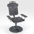 Industrial Style Single Chair With Armrests Round Base And Leather Like Material