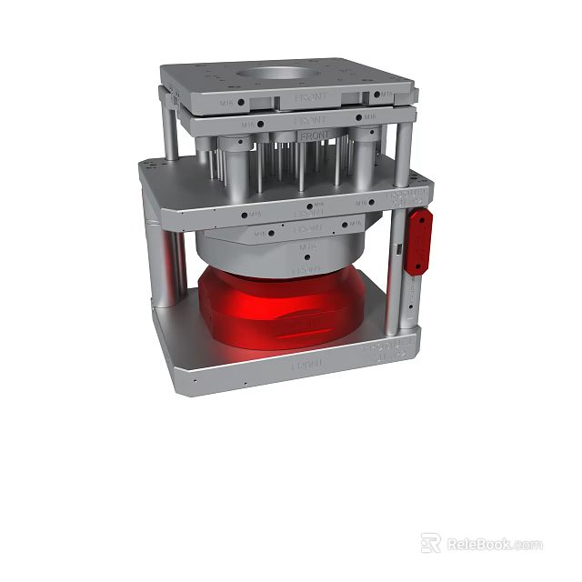 Industrial Metal Machinery With Silver Frame Red Base And Multi Rod Structure 3d model 