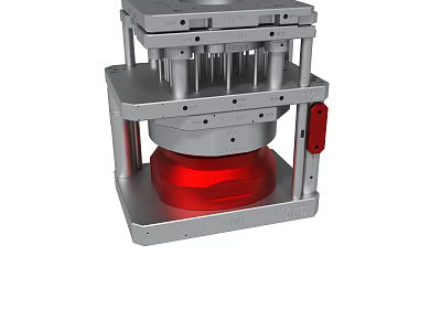Industrial Metal Machinery With Silver Frame Red Base And Multi Rod Structure 3d model