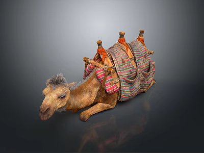 Realistic style camel rest camel saddle nomadic animal vehicle pack beast vehicle ride 3d model