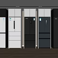 Multiple Modern Household Refrigerators With Various Styles And Different Colors 3d model