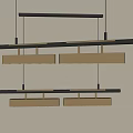 Modern Hanging Chandelier With Black Horizontal Bars And Golden Rectangular Shades 3d model