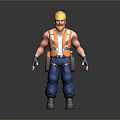 3D Construction Worker Character With Yellow Hard Hat Orange Safety Vest And Tool Belt