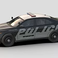 Michigan Police Sedan With Black And White Design And Emergency Lights