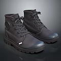Dark Colored High Top Lace Up Boots With Thick Sole And Round Toe Design
