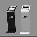 Floor Standing Black And White Interactive Touch Screen Kiosks With Logo 3d model