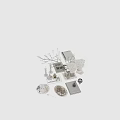 Elegant Decorative Ornaments Set With Vase Books Perfume Bottle And White Flowers