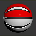 Red And Silver Poké Ball Design With Black Stripe And Blue Button