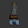 Vintage Roller Skates With Brown Leather Upper Blue Laces And Wheels