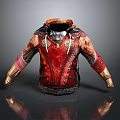 Stylish Red And Gold Decorative Hoodie With Intricate Patterned Design