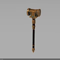 Eagle Head Ornate Wooden Scepter With Golden Brown Patterns On Black Background 3d model