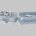 Light Gray Modern Sectional Sofa With Soft Pillows And Cozy Blanket 3d model