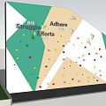 Inflatable Climbing Wall Featuring Colorful Holds Outdoor With People Tree And Blue Sky