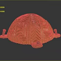 Cartoon Scene With Yellow Turtle Shell Featuring Carved Patterns And Red Bottom Protrusions