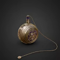 Elegant Cosmetic Perfume Bottle Featuring Golden Frame Purple Gem And Intricate Star Pattern