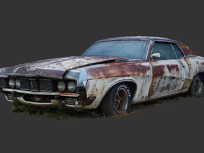 Old Rusted Classic Car With Weathered Exterior And Abandoned Look 3d model