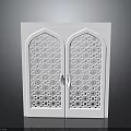 Elegant White Furniture Double Doors With Intricate Laser Cut Geometric Patterns
