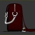 Red and Purple Chevron Quilted Fashion Bag With Silver Chain Strap And Zipper Closure