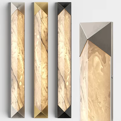 Modern Wall Sconces with Marble Texture and Metal Frame Emit Warm Light for Indoor Decoration 3d model