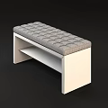 Brown Tufted Leather Ottoman Bench With Natural Wood Grain Frame Design