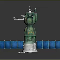 Green Space Equipment Featuring Satellite Structure Silver Base And Blue Solar Panels 3d model
