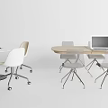 Modern meeting table and chair simple negotiation table and chair combination 3d model