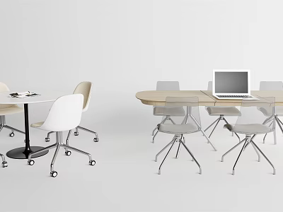 Modern Conference Table With Sleek Office Chairs And Laptop For Meeting Rooms 3d model