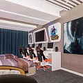 Hotel Room Interior With Modern Design Massage Chairs King Bed And Gaming Chairs