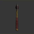 Decorative Battle Axe With Metal Blade Wooden Handle And Red Wrapping Design
