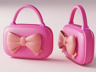 Cute Pink Handbags With Large Bow Decorations 3d model