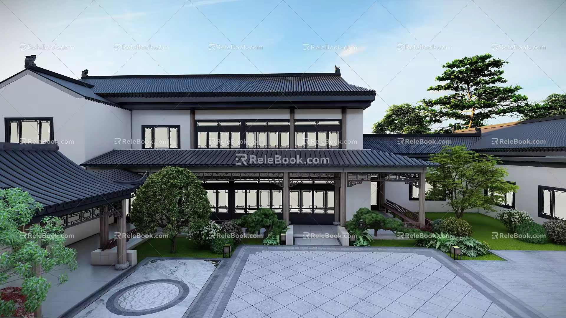 Chinese-style courtyard ancient architecture courtyard landscape 3d model