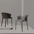 Modern Leisure Chairs Brown and White Leather Curved Backrest Wooden Legs Minimalist Interior