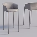Modern Light Beige Bar Stools With High Legs And Ergonomic Backrest Design 3d model