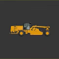 Yellow Construction Vehicle With Large Tires Black Top And Orange Warning Lights