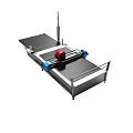 Industrial Automated Cutting Machine Featuring Metal Frame Platform And Red Component