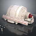 Industrial Metal Drum Machine Structure With Red Component And Small Parts 3d model