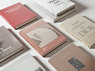 Colorful Design Books And Magazines With Typography Spines And Varied Covers 3d model