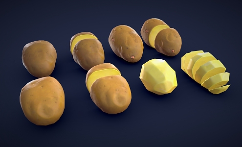 Cartoon Potato Stylized Potato Cartoon Vegetables 3d model