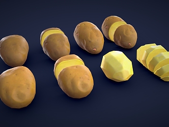 Cartoon Potato Stylized Potato Cartoon Vegetables 3d model