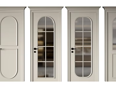 Multiple Styles Interior Hinged Doors With Glass Panels And Paneled Designs 3d model
