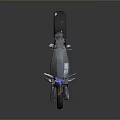 Modern Futuristic Motorcycle With Sleek Silver Body Blue LED Lights And Streamlined Design